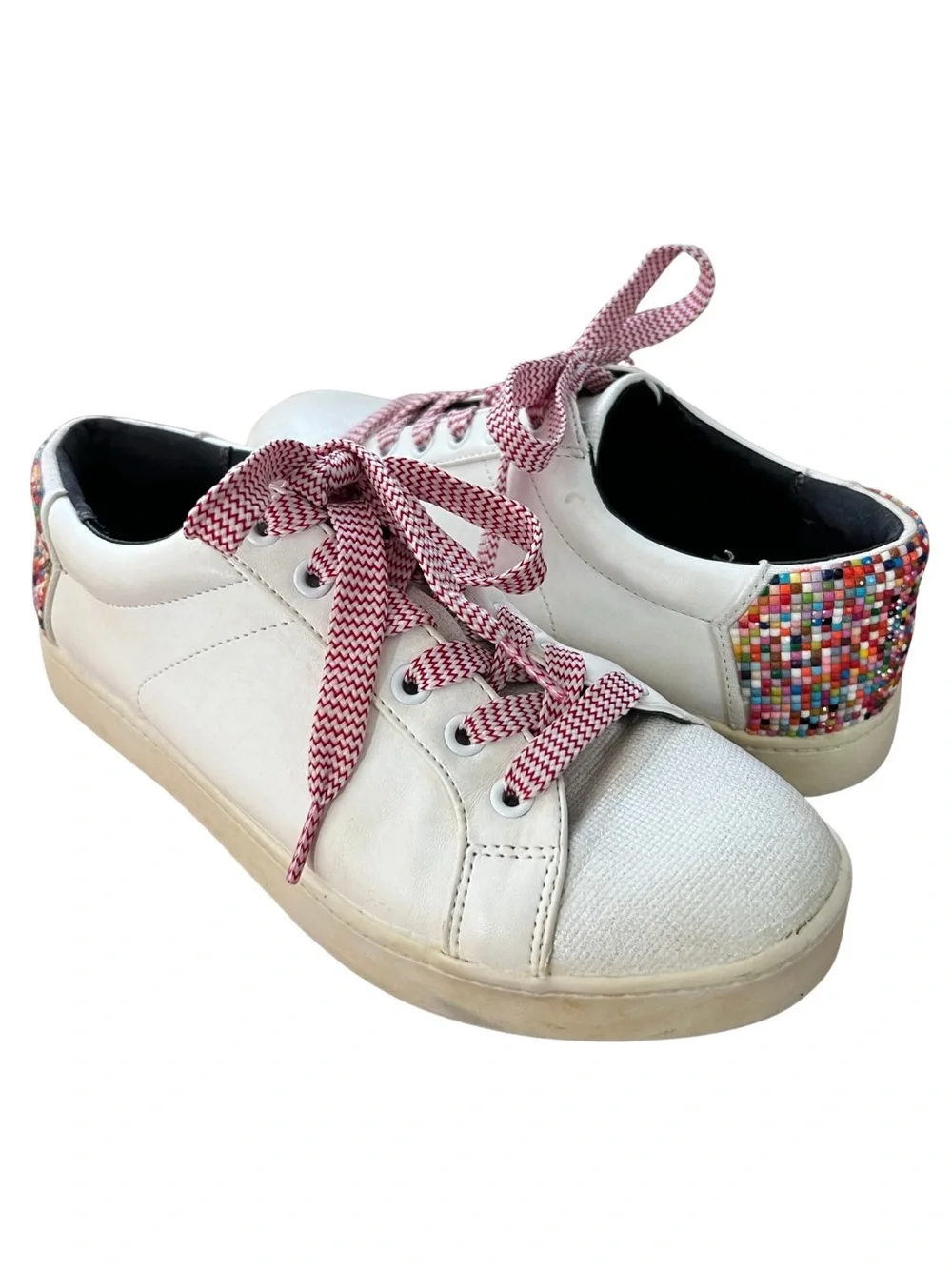 Circus by Sam Edelman White Sneakers Rainbow Beaded Heel Women’s 8